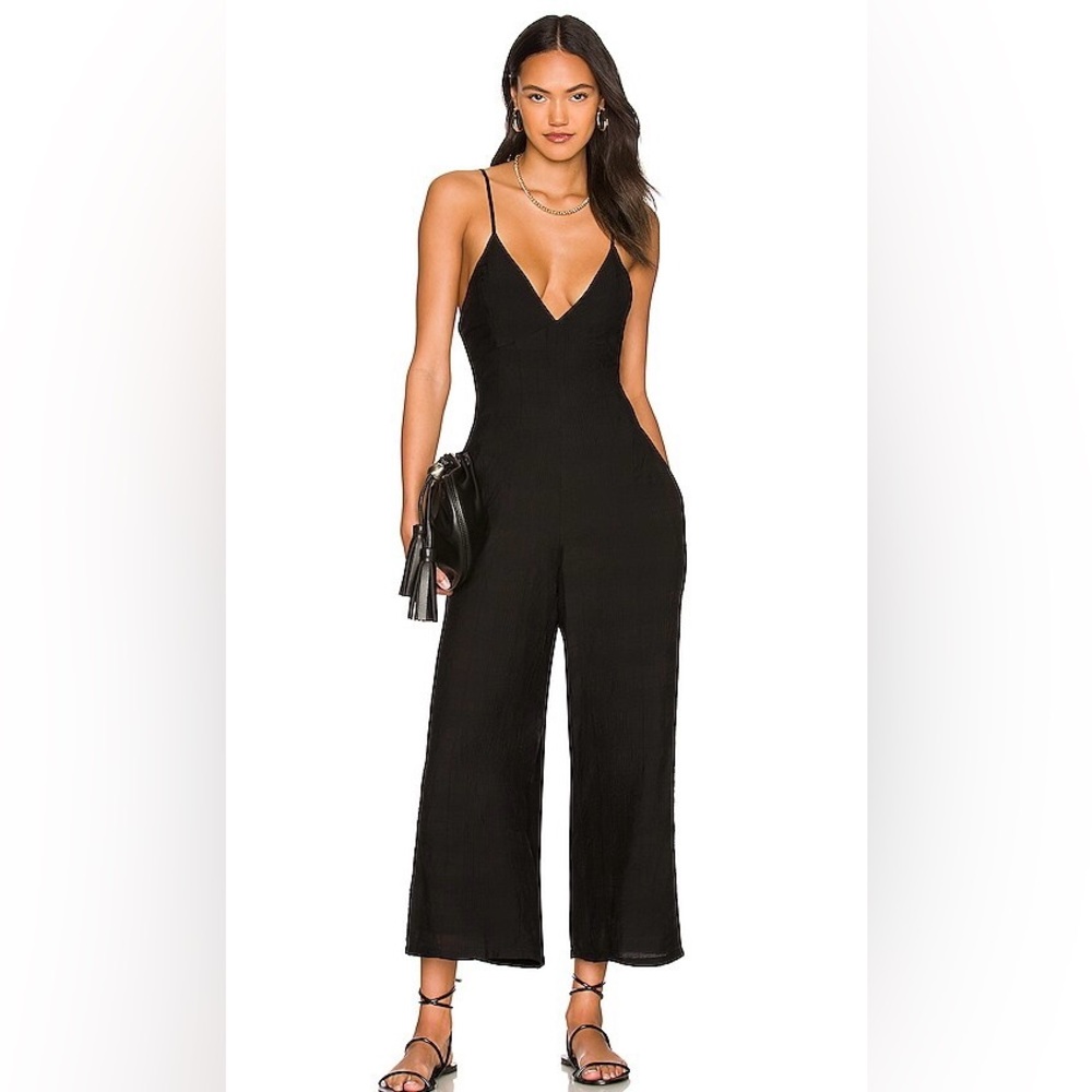 Black Jumpsuit with V-Neckline & Tie Back